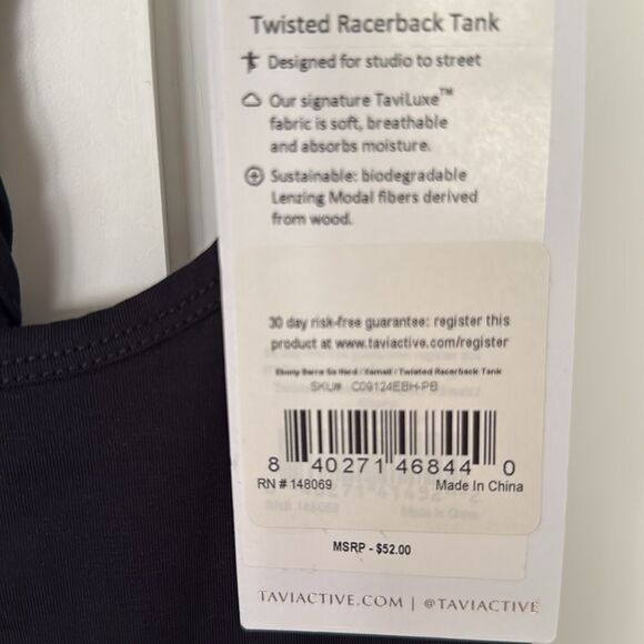 Pure Barre x Tavi Active Twisted Racerback XS – “Barre So Hard” Black Tank NWT - Picture 11 of 11